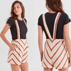 urban outfitters short overalls striped cream orange shortalls XS